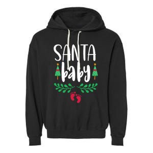 Christmas Funny Santa New Mama Pregnancy Announcet Gift Garment-Dyed Fleece Hoodie