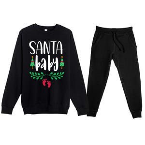 Christmas Funny Santa New Mama Pregnancy Announcet Gift Premium Crewneck Sweatsuit Set