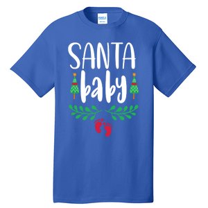 Christmas Funny Santa New Mama Pregnancy Announcet Gift Tall T-Shirt