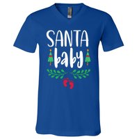 Christmas Funny Santa New Mama Pregnancy Announcet Gift V-Neck T-Shirt