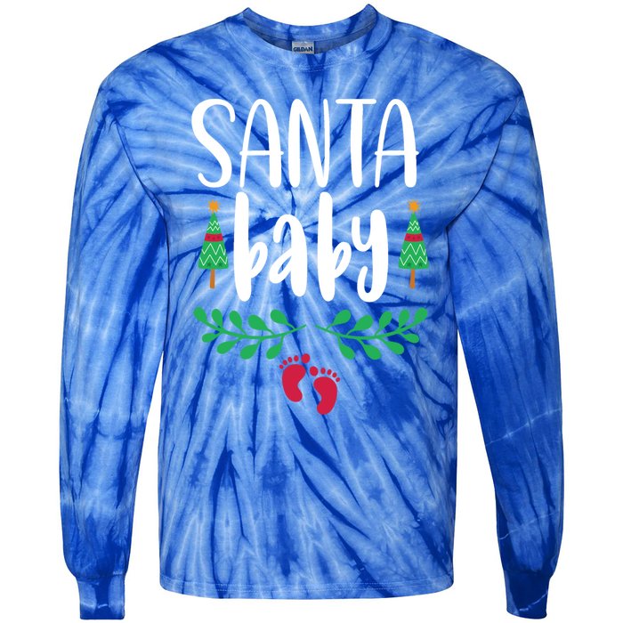 Christmas Funny Santa New Mama Pregnancy Announcet Gift Tie-Dye Long Sleeve Shirt