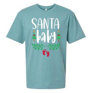 Christmas Funny Santa New Mama Pregnancy Announcet Gift Sueded Cloud Jersey T-Shirt