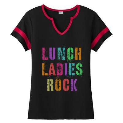 Cool Food Service Squad School Lunch Ladies Rock Office Crew Cute Gift Ladies Halftime Notch Neck Tee