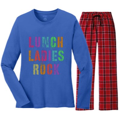 Cool Food Service Squad School Lunch Ladies Rock Office Crew Cute Gift Women's Long Sleeve Flannel Pajama Set 