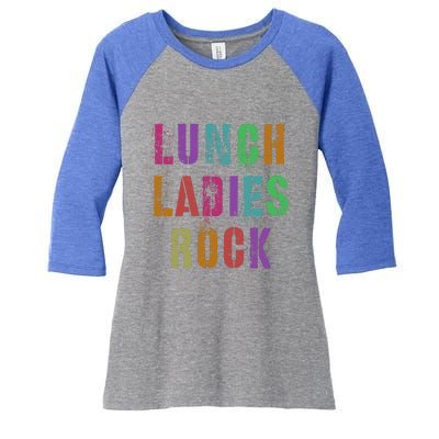 Cool Food Service Squad School Lunch Ladies Rock Office Crew Cute Gift Women's Tri-Blend 3/4-Sleeve Raglan Shirt