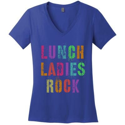 Cool Food Service Squad School Lunch Ladies Rock Office Crew Cute Gift Women's V-Neck T-Shirt