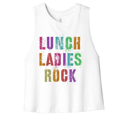 Cool Food Service Squad School Lunch Ladies Rock Office Crew Cute Gift Women's Racerback Cropped Tank