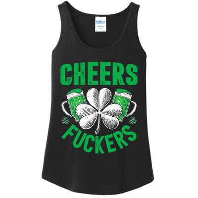 Cheers Fuckers St Patricks Day Funny Beer Drinking Ladies Essential Tank