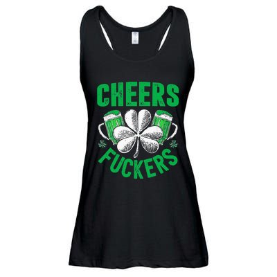 Cheers Fuckers St Patricks Day Funny Beer Drinking Ladies Essential Flowy Tank