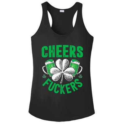 Cheers Fuckers St Patricks Day Funny Beer Drinking Ladies PosiCharge Competitor Racerback Tank