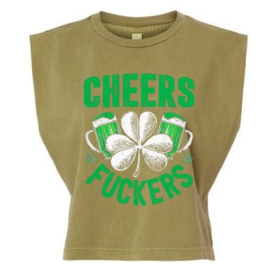 Cheers Fuckers St Patricks Day Funny Beer Drinking Garment-Dyed Women's Muscle Tee