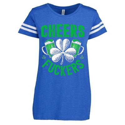 Cheers Fuckers St Patricks Day Funny Beer Drinking Enza Ladies Jersey Football T-Shirt