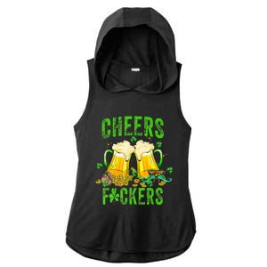 Cheers Fuckers St Patricks Day Beer Drinking Ladies PosiCharge Tri-Blend Wicking Draft Hoodie Tank