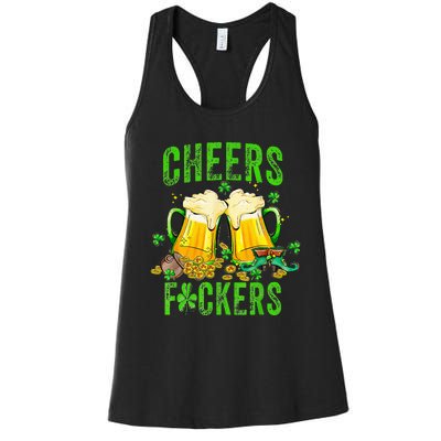 Cheers Fuckers St Patricks Day Beer Drinking Women's Racerback Tank