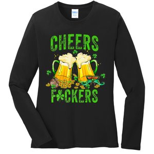 Cheers Fuckers St Patricks Day Beer Drinking Ladies Long Sleeve Shirt