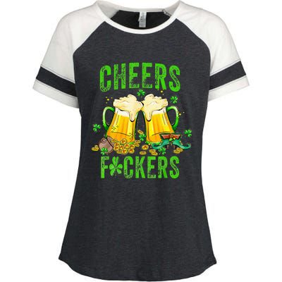 Cheers Fuckers St Patricks Day Beer Drinking Enza Ladies Jersey Colorblock Tee