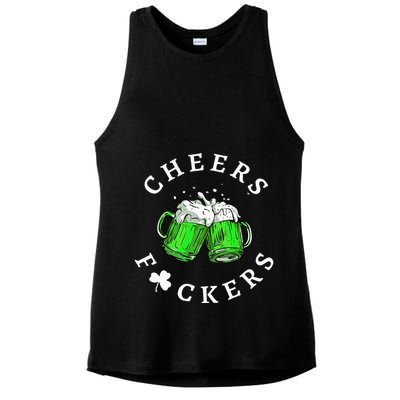 Cheers Fckers' St Patricks Day Beer Drinking Funny Ladies PosiCharge Tri-Blend Wicking Tank