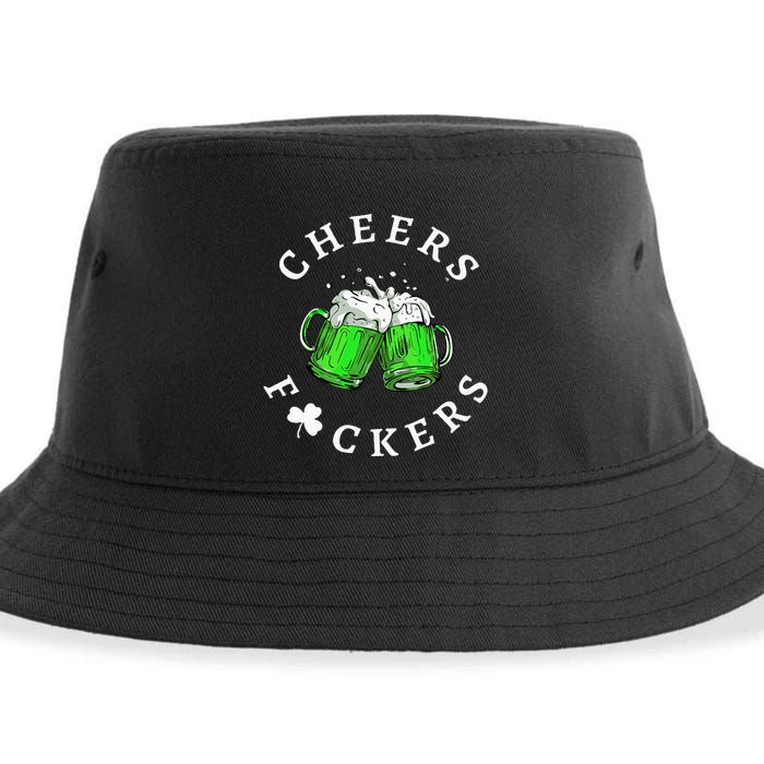 Cheers Fckers' St Patricks Day Beer Drinking Funny Sustainable Bucket Hat