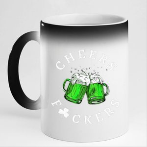 Cheers Fuckers St Patricks Day Beer Drinking 11oz Black Color Changing Mug