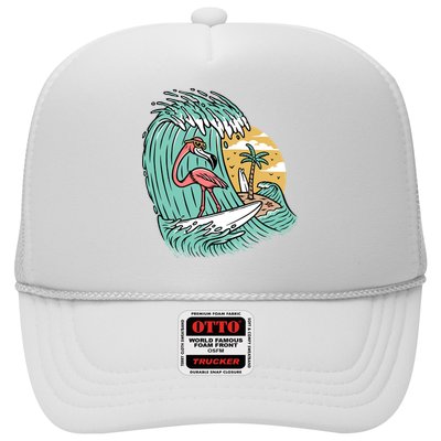 Cute Flamingo Surfing The Sea Holiday Gift Surf Trucker Hat
