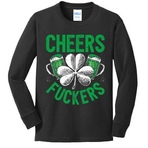 Cheers Fuckers St Patricks Day Beer Drinking Kids Long Sleeve Shirt