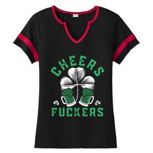 Cheers Fckers Shamrock Irish Day Saint PatrickS Day Ladies Halftime Notch Neck Tee