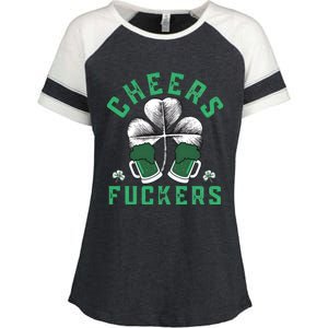 Cheers Fckers Shamrock Irish Day Saint PatrickS Day Enza Ladies Jersey Colorblock Tee