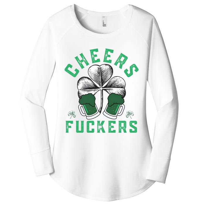 Cheers Fckers Shamrock Irish Day Saint PatrickS Day Women's Perfect Tri Tunic Long Sleeve Shirt