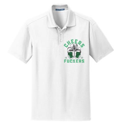 Cheers Fckers Shamrock Irish Day Saint PatrickS Day Dry Zone Grid Polo