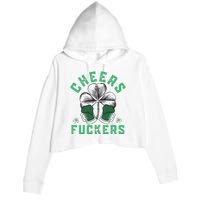 Cheers Fckers Shamrock Irish Day Saint PatrickS Day Crop Fleece Hoodie