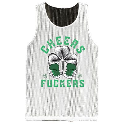 Cheers Fckers Shamrock Irish Day Saint PatrickS Day Mesh Reversible Basketball Jersey Tank