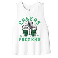 Cheers Fckers Shamrock Irish Day Saint PatrickS Day Women's Racerback Cropped Tank