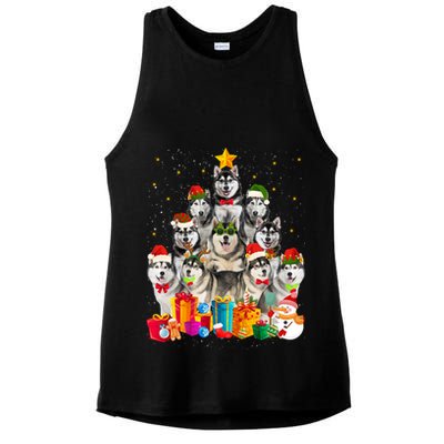 Christmas Funny Siberian Husky Dog Tree Xmas Pet Dog Lover Meaningful Gift Ladies PosiCharge Tri-Blend Wicking Tank