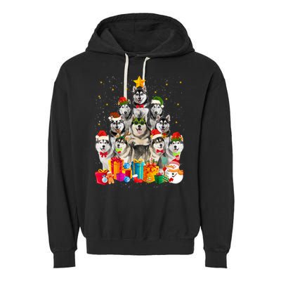 Christmas Funny Siberian Husky Dog Tree Xmas Pet Dog Lover Meaningful Gift Garment-Dyed Fleece Hoodie