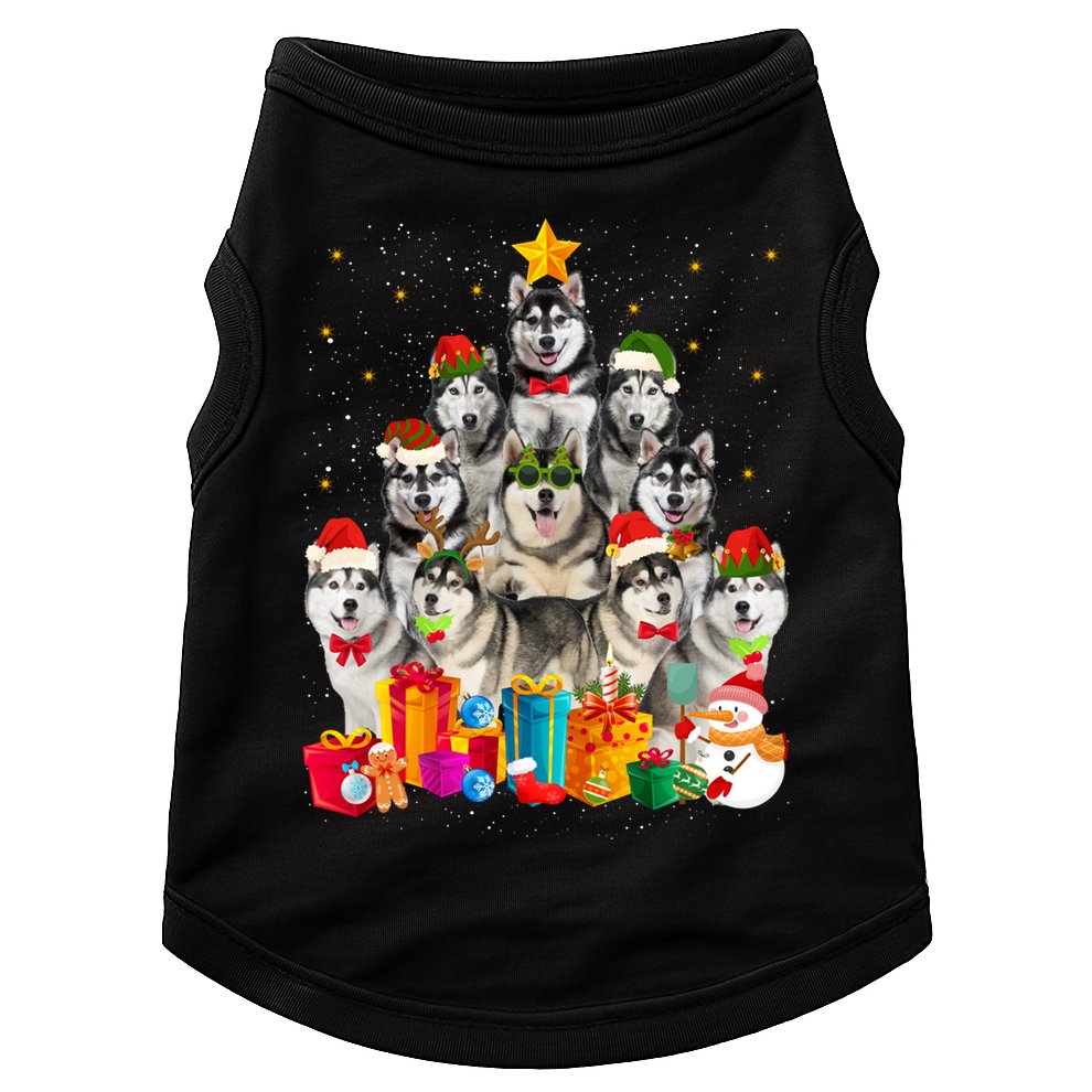 Christmas Funny Siberian Husky Dog Tree Xmas Pet Dog Lover Meaningful Gift Doggie Tank