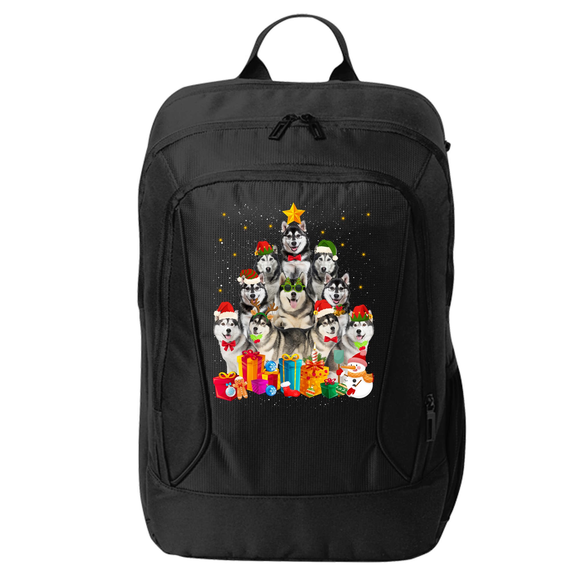 Christmas Funny Siberian Husky Dog Tree Xmas Pet Dog Lover Meaningful Gift City Backpack
