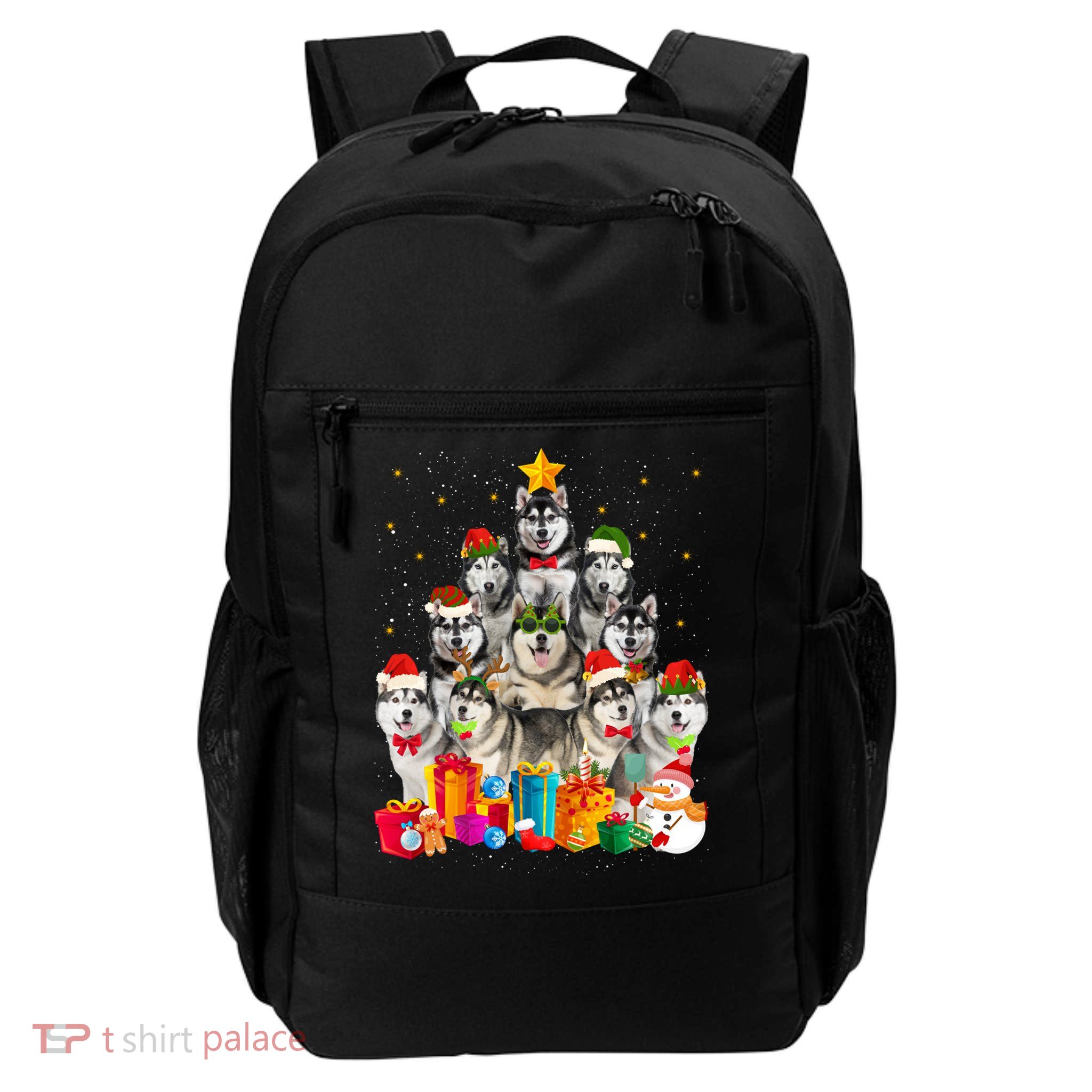 Christmas Funny Siberian Husky Dog Tree Xmas Pet Dog Lover Meaningful Gift Backpack