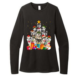 Christmas Funny Siberian Husky Dog Tree Xmas Pet Dog Lover Meaningful Gift Womens CVC Long Sleeve Shirt