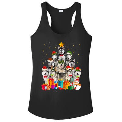 Christmas Funny Siberian Husky Dog Tree Xmas Pet Dog Lover Meaningful Gift Ladies PosiCharge Competitor Racerback Tank