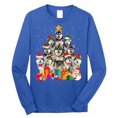 Christmas Funny Siberian Husky Dog Tree Xmas Pet Dog Lover Meaningful Gift Long Sleeve Shirt