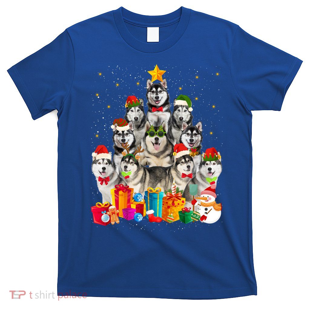 Christmas Funny Siberian Husky Dog Tree Xmas Pet Dog Lover Meaningful Gift T-Shirt
