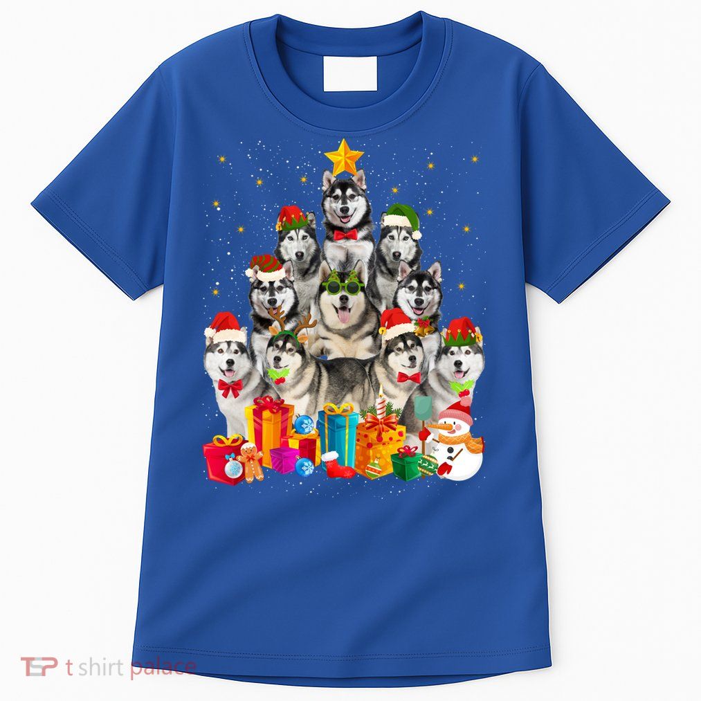 Christmas Funny Siberian Husky Dog Tree Xmas Pet Dog Lover Meaningful Gift Tall T-Shirt