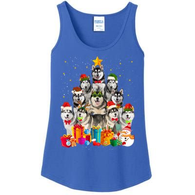 Christmas Funny Siberian Husky Dog Tree Xmas Pet Dog Lover Meaningful Gift Ladies Essential Tank