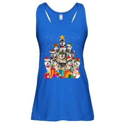 Christmas Funny Siberian Husky Dog Tree Xmas Pet Dog Lover Meaningful Gift Ladies Essential Flowy Tank