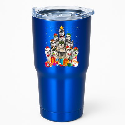 Christmas Funny Siberian Husky Dog Tree Xmas Pet Dog Lover Meaningful Gift Tumbler
