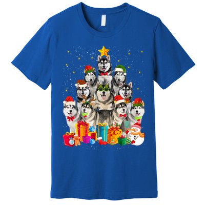 Christmas Funny Siberian Husky Dog Tree Xmas Pet Dog Lover Meaningful Gift Premium T-Shirt