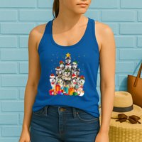 Christmas Funny Siberian Husky Dog Tree Xmas Pet Dog Lover Meaningful Gift Womens Tank Top