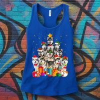 Christmas Funny Siberian Husky Dog Tree Xmas Pet Dog Lover Meaningful Gift Womens Tank Top
