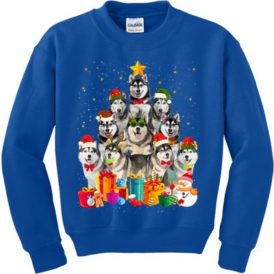 Christmas Funny Siberian Husky Dog Tree Xmas Pet Dog Lover Meaningful Gift Kids Sweatshirt
