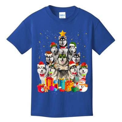 Christmas Funny Siberian Husky Dog Tree Xmas Pet Dog Lover Meaningful Gift Kids T-Shirt
